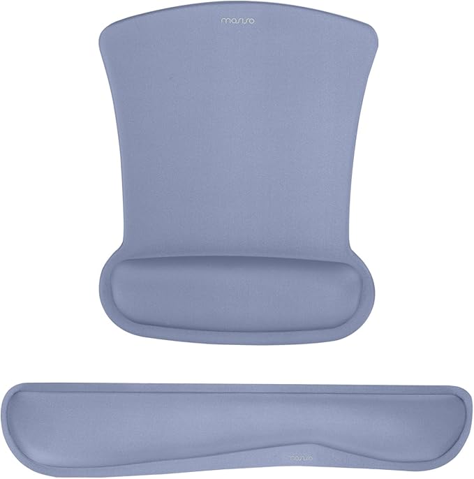 MOSISO Wrist Rest Support for Mouse Pad & Keyboard Set, Ergonomic Mousepad Non-Slip Base Home/Office Pain Relief & Easy Typing Cushion with Neoprene Cloth & Raised Memory Foam, Lavender Gray