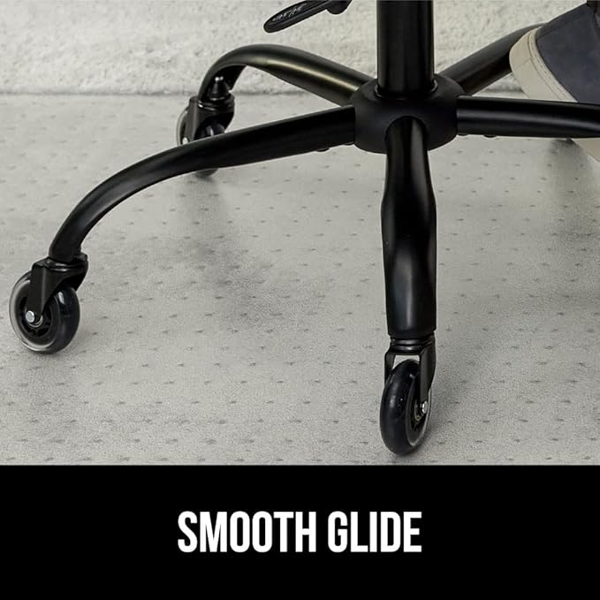 GORILLA GRIP Slip Resistant Office Chair Mat for Carpet Floors, 36x48 Smooth Glide Under Desk Carpeted Floor Protector, Heavy Duty Plastic Computer Mats for Rolling Work and Gaming Chairs, Clear