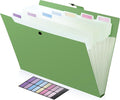 8 Pockets Expanding File Folder, Accordion File Organizer with Colorful Labels, Cute Folders for Documents, Portable File Folder Organizer for School Office Supplies, Letter Size, Green