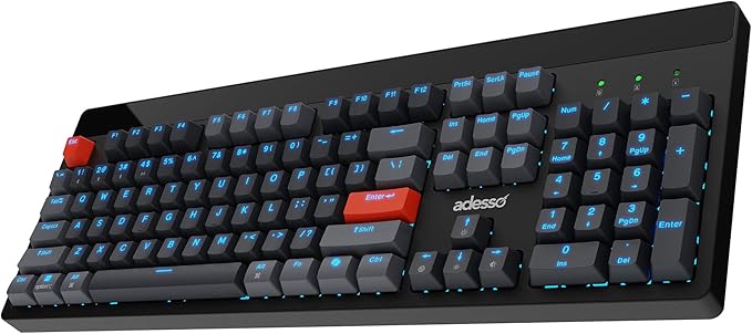 ADESSO Easytouch 1300 Mechanical Keyboard RGB Illuminated Hot Swappable Red Switches Wired Wireless Bluetooth Gaming Keyboard with Copilot AI Hotkey for Windows Mac