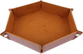 PU Leather Folding Valet Tray Small Jewelry Catchall Organizer for Desktop Storage Brown Compact Desk Tray for Home Office and Bedroom Sundries Management