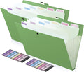 2 Pack Expanding File Folder with 8 Pockets, Accordion File Organizer for Documents, A4/Letter Size Paper File Folder Organizer with Labels, Portable Folders for School Office Supplies, Green
