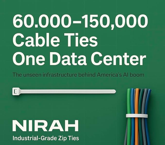 12 inch Zip Ties Clear White, 50 Lbs Tensile Strength, UV resistant, Self-locking, Multi-purpose Nylon Cable Ties, Wire Ties, Tie Wraps for Professionals, Office, Home, Cable Management by Nirah