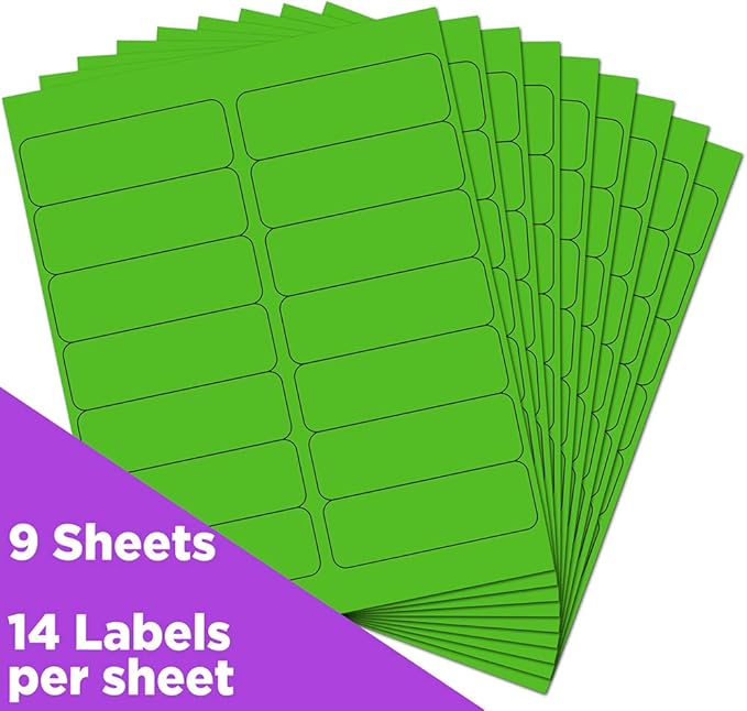 JAM Paper Shipping Address Labels, Rectangular, 1 1/3 x 4, Neon Green, 126/Pack (359329613)