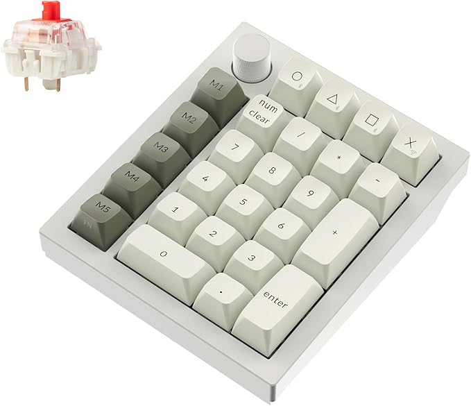Keychron Q0 Max Wireless Custom Mechanical Numpad, 2.4 GHz/Bluetooth 5.1/Wired QMK Number Pad, RGB Hot-Swappable with Gateron Red Switch for Laptop Mac Windows Linux - White