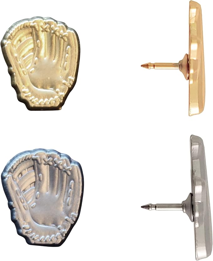 Baseball Glove Push Pins - Gold Baseball Glove Map Pins for Cork Boards, Maps, or Lapel Use - Designed in USA - Set of 10
