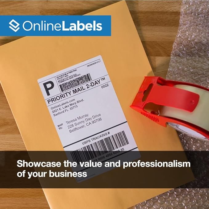 8.5 x 5.5 Half-Sheet Shipping Labels - Permanent, White Matte - for FBA, FedEx, UPS - Pack of 4,000 Labels, 2,000 Sheets - Inkjet/Laser Printers - Online Labels