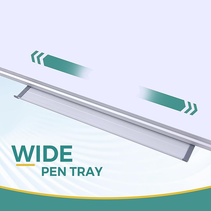 60" x 40" Magnetic Dry Erase Whiteboard with Pen Tray | Large Wall Mounted Aluminum Frame White Board for Office, Classroom & Home | Premium Presentation Board with Smooth Writing Surface