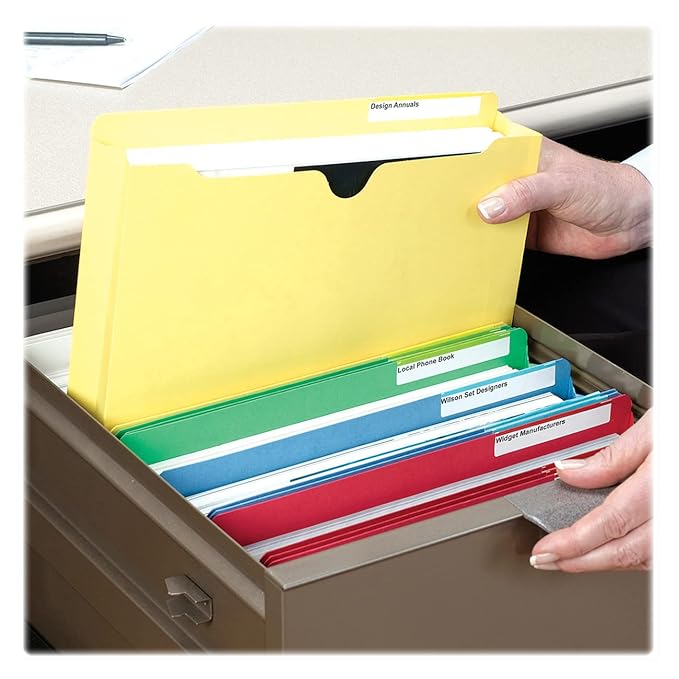 Smead File Jacket, Reinforced Straight-Cut Tab, 2" Expansion, Letter Size, Assorted Colors, 50 per Box (75673)
