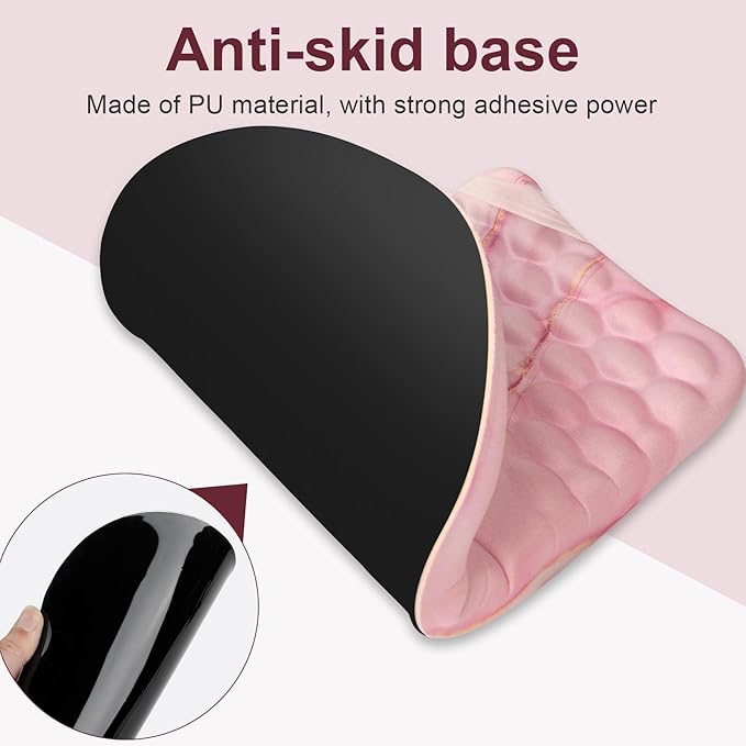 Ergonomic Wrist Mouse Pad with Massage Design, Wrist Rest Pain Relief Mousepad with Memory Foam Non-Slip PU Base, Mouse Pad with Wrist Support for Wireless Mouse & Desk, Y Art Pink Marble