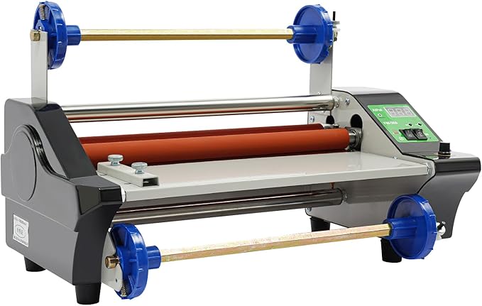 Laminator Machine, 600W Single/Dual Sides Laminating, 0-6.56ft/s Film Covering Speed, 0-6mm Thickness, 0-13.78in Width, 3-4 Min Preheating for Paper, Cardboard, Wood Veneer, PVC Material