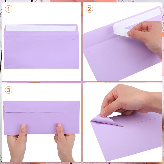 Outus 500 Pcs #10 Colored Envelopes Business Envelopes Adhesive Security Letter Size for Mailing Office Letter Check Invoices Letterhead Invitations Announcements 4-1/8 x 9-1/2''(Pastel)