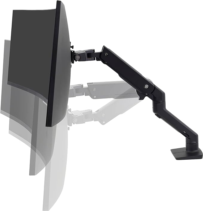 Ergotron – HX Premium Heavy Duty Monitor Arm, Single Monitor VESA Desk Mount – for Flat or Slight Curved Ultrawide Monitors Up to 49 inches, 20 to 42 lbs – Standard Pivot, Matte Black