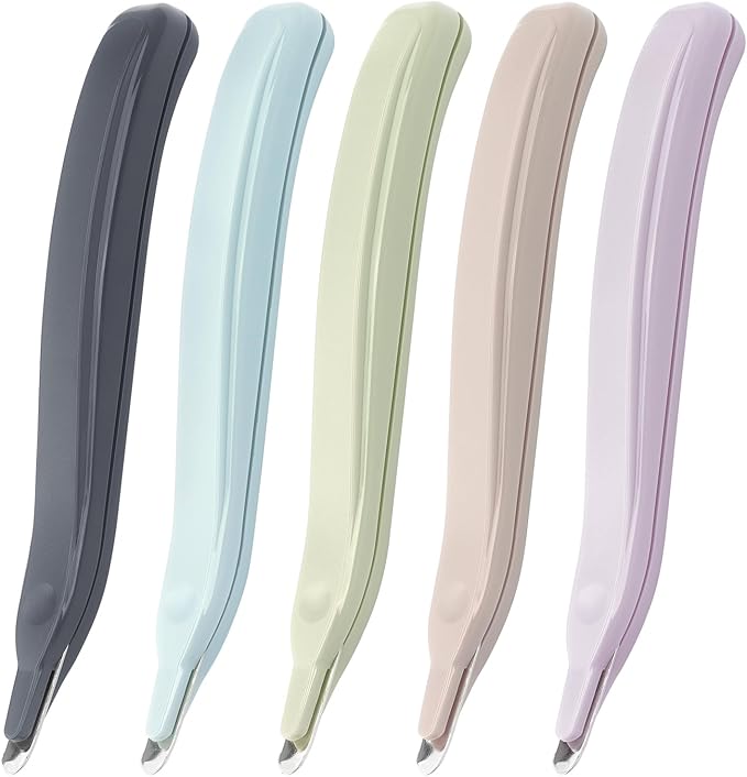 Professional Magnetic Staple Remover Puller Staples Remover Staple Removal Tool for School Office Home 5 Pack (Dark Gray/Blue/Green/Apricot/Purple)