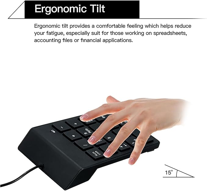 cimetech Wired Number Keypad, 18 Key USB Numeric Pad Keyboard for Laptop PC Computer Desktop Surface Pro Notebook