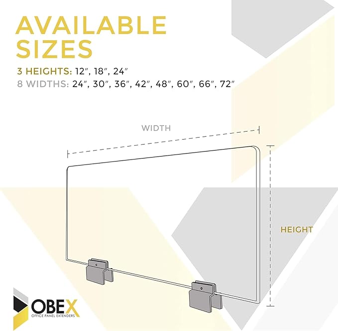 OBEX Acoustical Cubicle Privacy Screen Extender Desk Panel & Office Divider, Add Separation & Block Noise, 24" x 36", Overcast