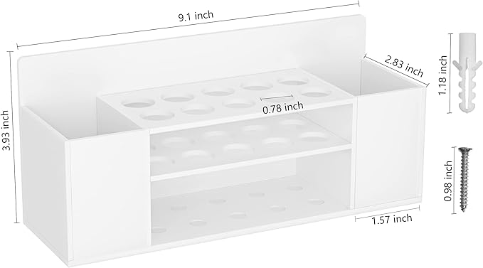 HBlife Acrylic Dry Erase Marker Holder Wall Mount, 10 Slots Whiteboard Marker Holder for Office, School and Home, Marker, Eraser and Whiteboard Cleaner Not Included, White