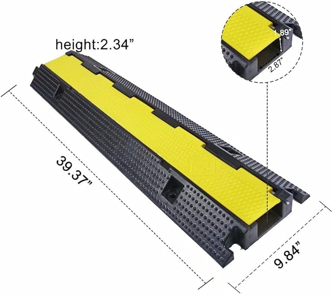 Rubber Cable Ramp Cord Cover Cable Protector Ramps Wire Hose Protective 1 Channel 22000Lbs Load Capacity Traffic Speed Bump for Asphalt Concrete Gravel Driveway Indoor Outdoor, 1 Pack