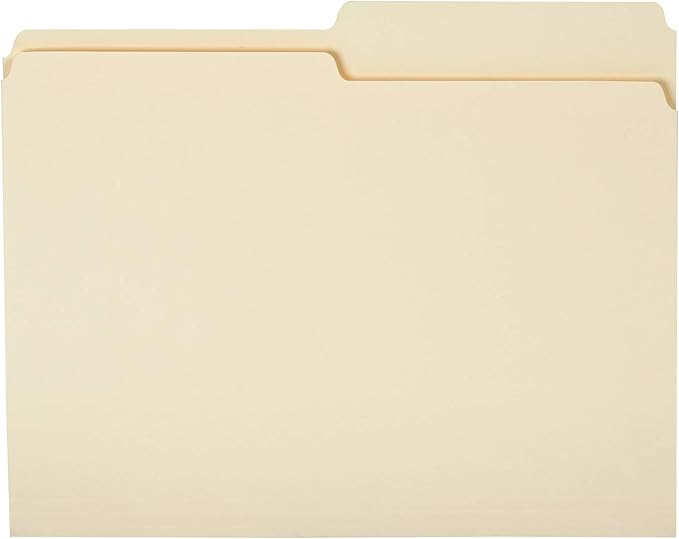 Amazon Basics File Folders, 1/2 Tab, 36-Pack, Letter (8.5Lx11W inches), Manila