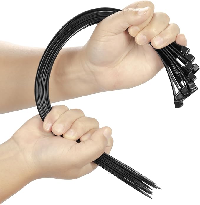 100PCS 18 inch Cable Zip Ties Heavy Duty 175lbs Tensile Strength Nylon Long Wire Ties Self-Locking Durable Plastic Tie Wraps for Indoor and Outdoor UV Resistant(Black)