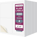 NextDayLabels 4x5 Inch Rectangle Stickers White Blank Labels for Laser Inkjet Printer - 4 Per Sheet Self-Adhesive Shipping Product Packaging Made in USA - 4000 Labels