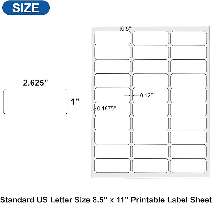 PAPRMA 1" x2-5/8 Address Label for Laser Inkjet Printer 250 Sheets, Printable Shipping Label 30 per Sheet, 5160 8160 White Mailing Labels for Package Envelope