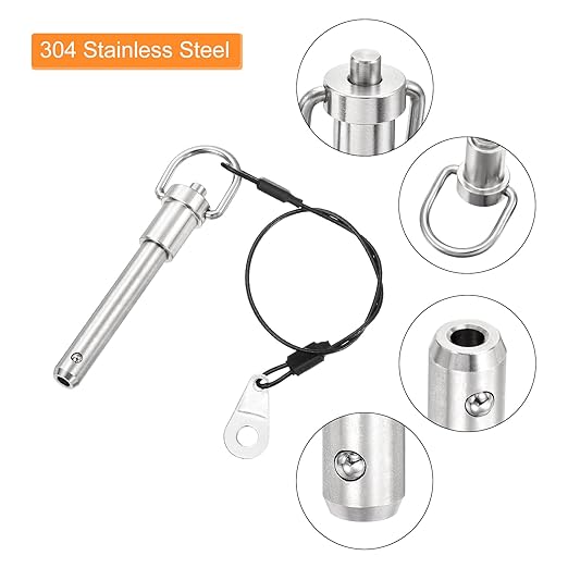 UXCELL 1 Pcs Quick Release Pin, 3/8" x 1.5" Stainless Steel, Silver