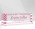 Custom Name Plate for Desk, Personalized Desk Name Plate on Clear Acrylic Glass, Appreciation Gifts for Teacher Employee Boss Coworkers Nurse, Office Desk Accessories for Women Men (Dusty Pink)