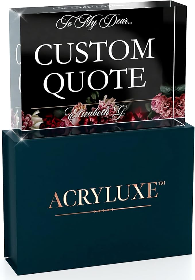 Personalized Gifts, Custom Quote Block Letter Board,Crystal-Clear Acrylic with Gift Box,17 Styles, Holiday and Christmas Gift for Mom, Dad, Girlfriend, Him or Her, Husband, Wife (5"x7, Floweret)