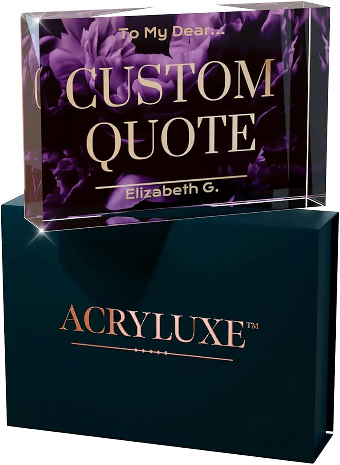 Custom Acrylic Sign Personalized, Custom Desk Name Plate, 18 Styles, (4"x6"), With Gift Box, USA Made by Acryluxe. (Blossom)