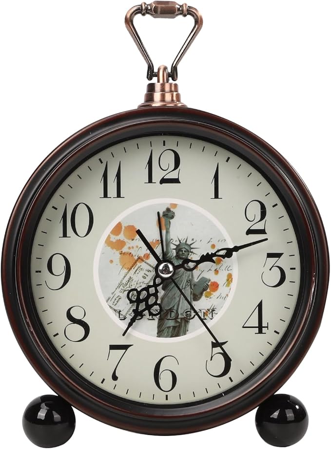 Loud Alarm for Deep Sleepers Desk Vintage Alarm Clock 5.25 inch Small Battery Operated Retro Clock Bedroom Live Room Decor Gift Clock