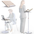 Lectern Podium Stand - Dual-Use Floor and Desktop Book Holder Stand, Height Adjustable Podium Lectern for Church, Weddings,Speech,Classroom,Speech-White