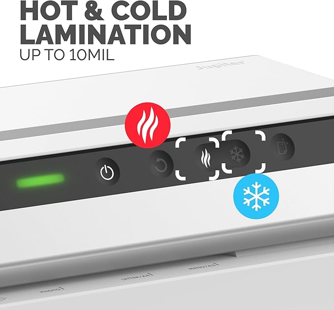 Fellowes Jupiter 125 Thermal Laminator Machine with Laminating Pouch Starter Kit, 12.5 inch, 60 Second Warm-Up, White/Black (5746301)