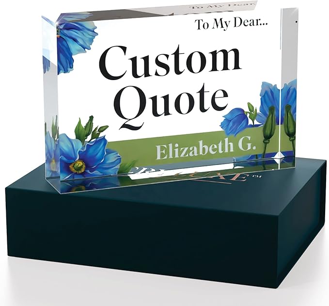 Custom Acrylic Sign Personalized, Custom Desk Name Plate, 18 Styles, (4"x6"), With Gift Box, USA Made by Acryluxe. (Meconopsis)
