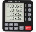 Digital Dual Kitchen Timer, 4 Channels Independent Countdown Timer, Large Display, On/Off, Loud Volume Alarm and Flashing Light with Magnetic Back, Stand, Battery Included (Black)