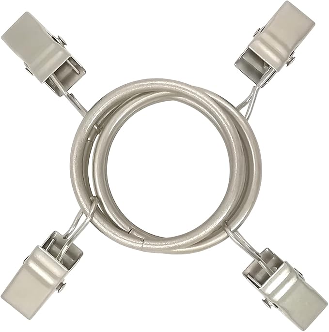 AMZSEVEN 40 Pack Curtain Rings with Clips, Drapery Clips with Rings, Drapes Rings 1.26 in Interior Diameter, Fits up to 1 in Curtain Rod, Matte Silver