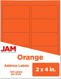 JAM PAPER Shipping Address Labels - Standard Mailing - 2 x 4 - Orange - 120/Pack
