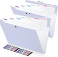 2 Pack Expanding File Folder Organizer with 8 Pockets, Accordion File Organizer for Documents, A4/Letter Size Paper File Folder with Labels, Portable Folders for School Office Supplies, Purple