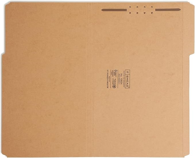 Smead Fastener File Folder, 1 Fastener, Reinforced 1/3-Cut Tab, Legal Size, Kraft, 50 Per Box (19834)