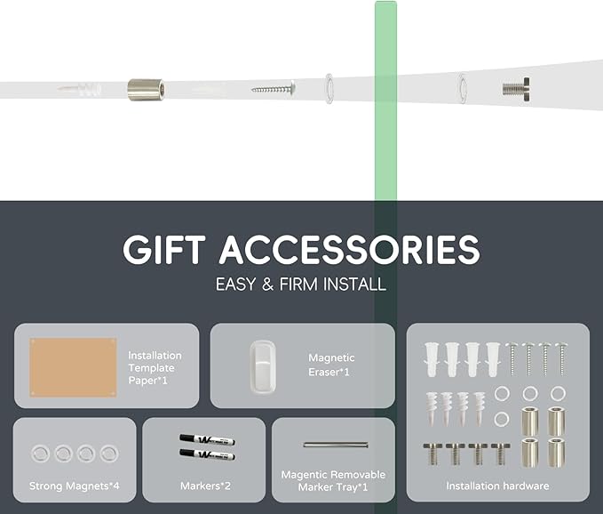 Magnetic Glass Whiteboard - Glass Dry Erase Board 48"x36" Large Frameless Glass Board for Walls Office School and Home, Green