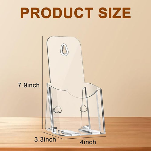 20 Pieces Acrylic Brochure Holder,4 x 7.9 Inches Brochure Display Stand,Clear Literature Holder with Hanging Hole, Desktop Storage for Brochure,Magazine,Map,Booklets,Leaflet, transparent