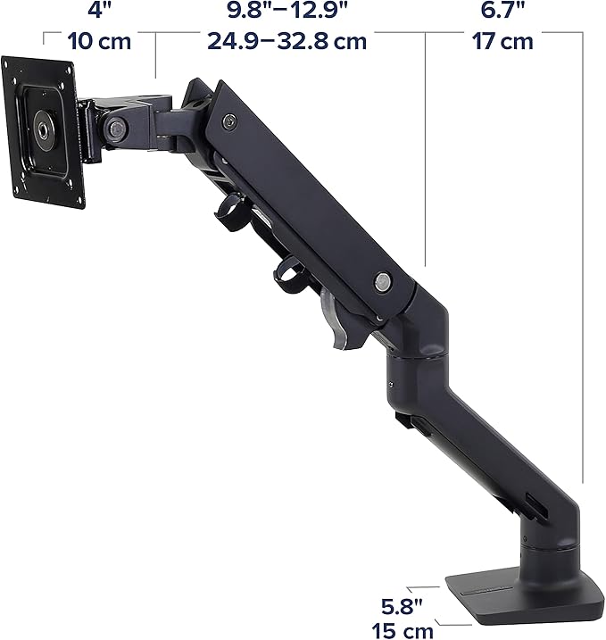 Ergotron – HX HD Premium Heavy Duty Gaming Monitor Arm, Single Monitor Desk Mount – for 1000R Curved Ultrawide Monitors Up to 49 Inches, 28 to 42 lbs, VESA 75x75mm or 100x100mm – HD Pivot, Matte Black