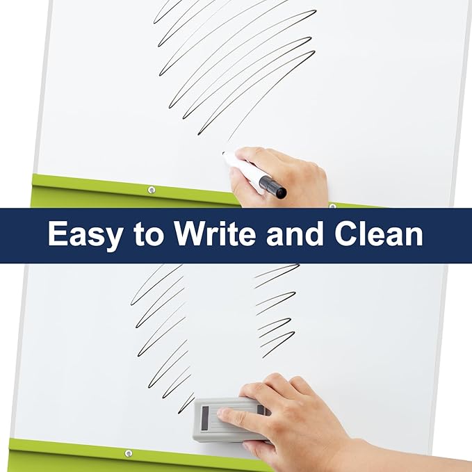 TSJ OFFICE Mobile Whiteboard Magnetic - 40 x 26 Inches Dry Erase Board on Wheel with Stand Flipchart Easel Height Adjustable,Green