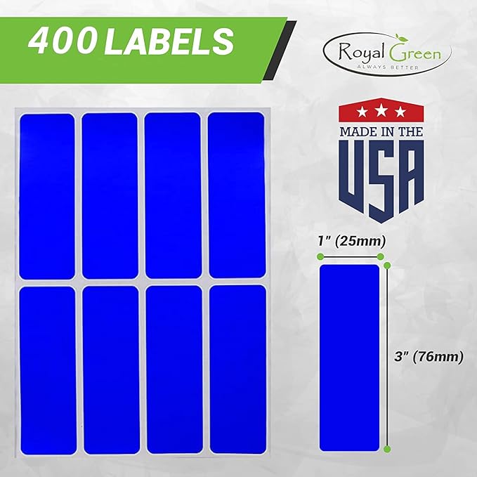 Royal Green Rectangular Sticker Color Coded Write on Labels for Organizing, Moving, & Mailing, 3x1 inch Stickers to Write On Labels & Tags for Home, Office, and School Project, 400-Pack (Pastel Green)