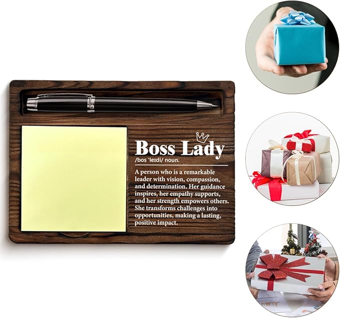 Office Decor Gifts for Boss Lady Female Boss's Day Leaving Retirement Farewell Birthday, Boss Lady Definition Sticky Note Holder for Bosses Female