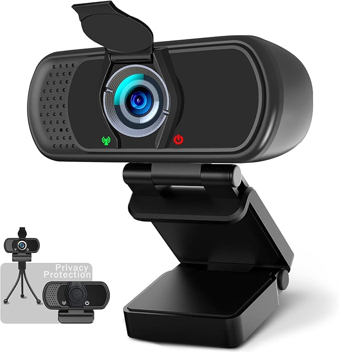 1080p Webcam with Microphone, USB Web Camera 110-Degree View Angle Computer Camera,Webcam Tripod/Privacy Cover included,Plug and Play Web Cam for pc laptop computer mac Video Conferencing Streaming