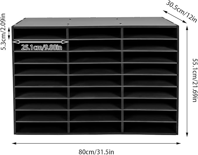 Literature Organizer 27 Slots Compartments Desktop File Sorter Mail Center Paper Storage Cabinet Home & Office Mailbox School Classroom Keepers