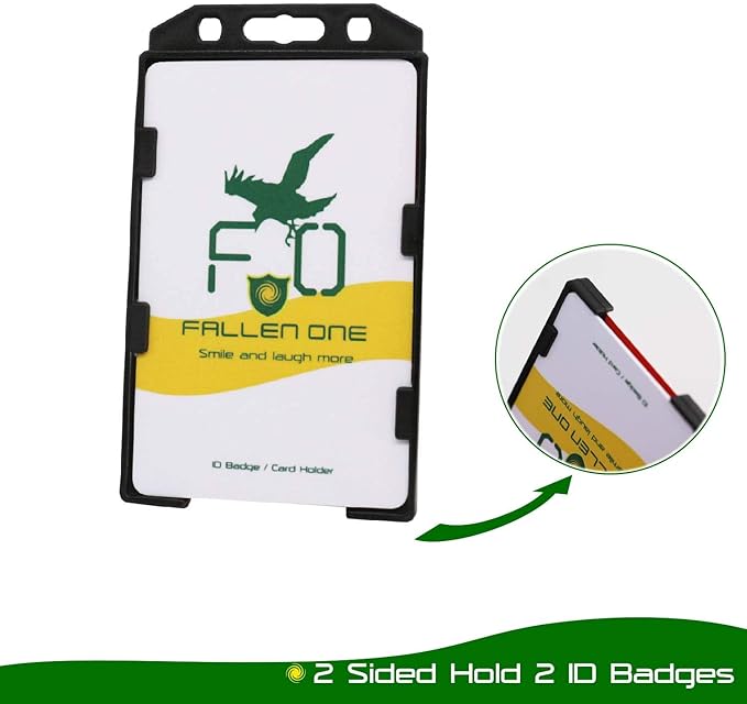 Fallen One 2 Pack Plastic ID Badge Holder, Vertical, Double Sided