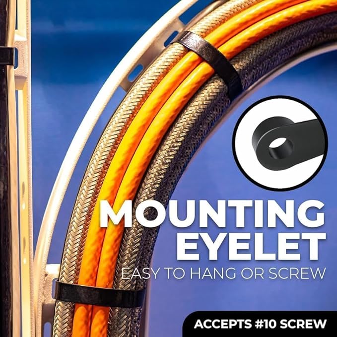 BEST CONNECTIONS Black Cable Ties 500 Pack Cable Zip Ties 8 Inch with Screw Down Hole for Mounting- Strong Nylon Wire Ties with 50 Lbs Tensile Strength – Cable Management Ties for Outdoor & Indoor