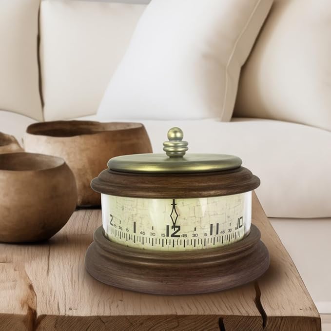 Presentime & Co. Louis XVI Mantel Clock, Desk & Shelf Clock, Retro Tabletop Clock for Living Room, Bedroom, Shelf Decoration, Fireplace, Farmhouse Decor, Walnut Brown Finish.